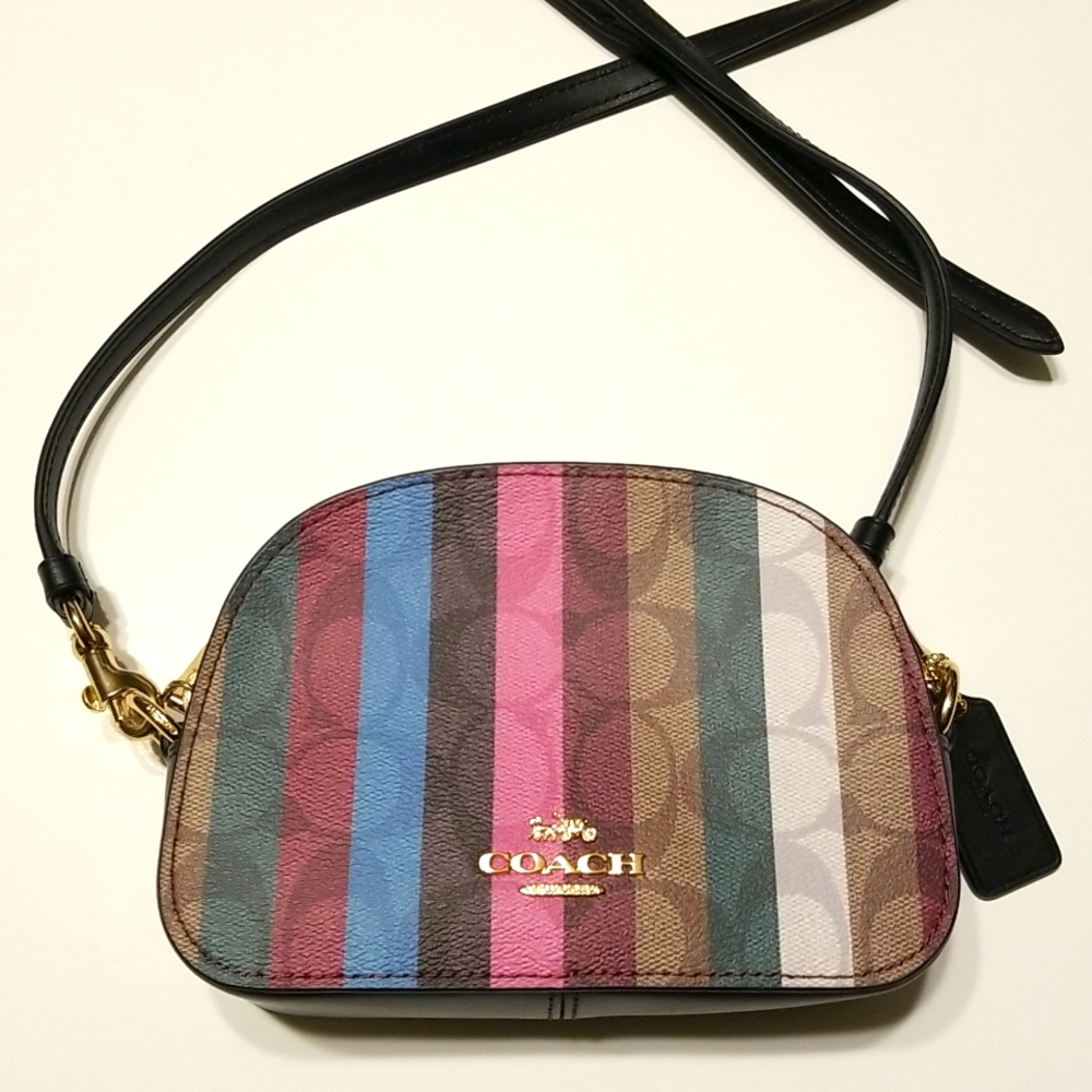 NWOT Coach Mini Serena crossbody purse in signature canvas and smooth leather